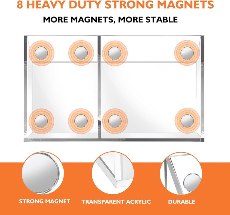 Ameceres Magnetic Pen Holder Classroom Organization Acrylic Marker Holder for Whiteboard Refrigerator Locker Accessories Pencil Dry Erase Marker Basket (2 Compartments * 1) - Image 3